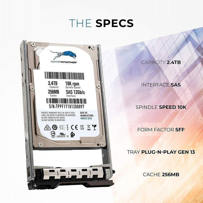 2.4TB 10K SAS 12G 2.5" 256MB Cache HDD for Dell PowerEdge Servers | Enterprise Hard Drive in G13 Tray | Compatible with PE Rack Tower Blades 400-AUQX 400-AVBX W9MNK 0W9MNK-FoxTI