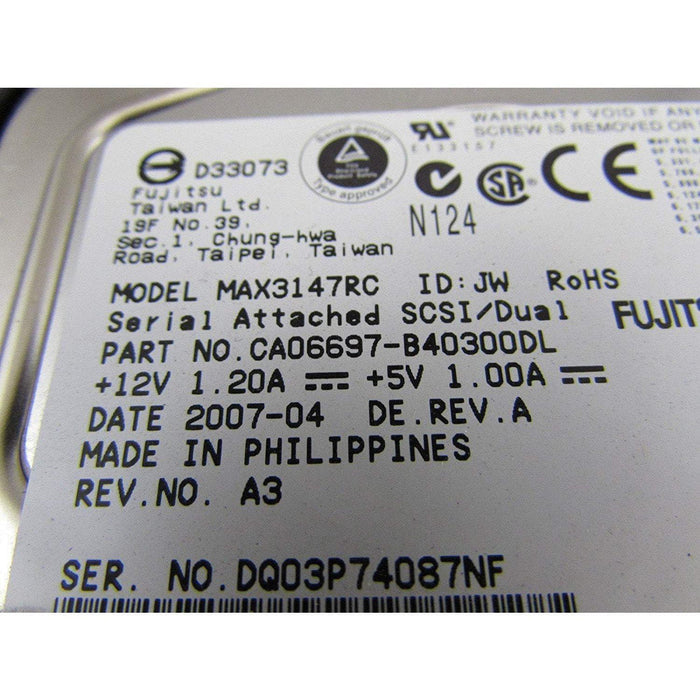 Dell 146GB SAS 15K Hot Swap Hard Drive M8034 Fujitsu MAX3147RC + Tray 0F9541-FoxTI