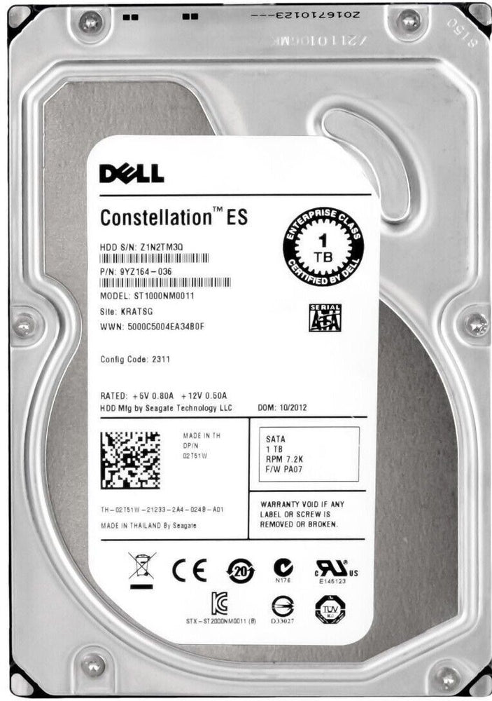 Dell 2T51W 1TB 7200RPM 3.5" SATA Hard Drive Seagate ST1000NM0011