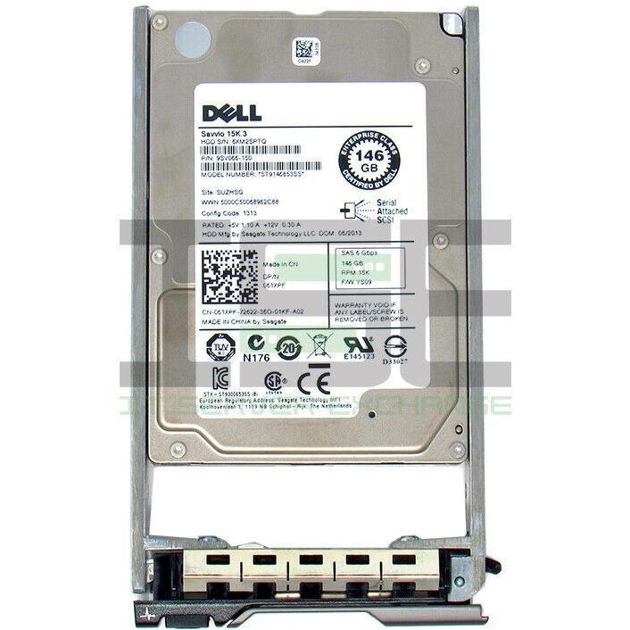 Dell 61XPF 145GB 15K 2.5" SAS 6Gb/s ST9146853SS w/ Caddy 763649042847-FoxTI