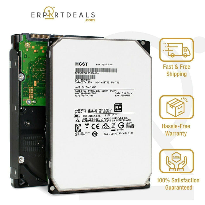 HGST Ultrastar He8 HUH728080ALE600 0F23267 8TB 7.2K SATA 6Gb/s 3.5" 128MB HDD-FoxTI