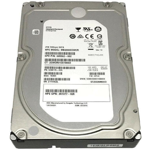 HP / Seagate 2TB ST2000NM0033 7200RPM 128MB Cache SATA 6Gb/s 3.5" Enterprise HDD 763649030042-FoxTI