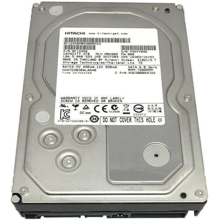 Hitachi Ultrastar HUA723030ALA640 3TB 7200 RPM 64MB SATA 6.0Gb/s 3.5" Hard Drive 829686001787-FoxTI